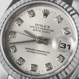 Rolex Datejust 79174G 10P Diamond Silver Ladies Watch