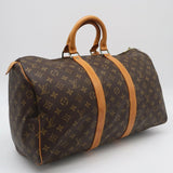 LOUIS VUITTON Monogram Keepall 45 M41428 Boston Bag Brown Coated Canvas Leather Women's - Pre-Owned