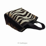 Furla Zebra Print Handbag in Dark Brown and Ivory (Zebra Print) Women's