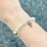 Chrome Hearts, Silver, 17cm, Chrome Hearts Jewelry Stack CH Cross Ball Crucifix Stone Bead Bracelet, SV925 Silver / Stone, 17cm, Silver