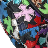 Chrome Hearts, Black/Multi, #1 SNAT PACK MULTI Cross Patch Leather Waist Bag / Body Bag, Leather, Black/Multi