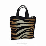 Furla Zebra Print Handbag in Dark Brown and Ivory (Zebra Print) Women's