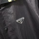 Prada, Size 46, Triangle Logo Nylon Stadium Jacket, Nylon, 46