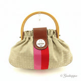Vintage Kate Spade Noel Print Handbag in Beige, Pink, and Red Women's.