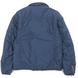 Prada, Navy, Size 46, Men's Logo Patch Reversible Padded Zip-Up Jacket, Polyamide, 46, Navy