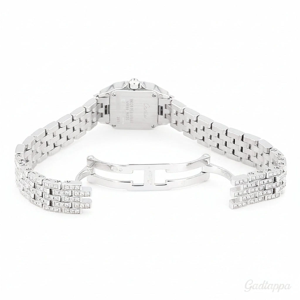 Silver watch with a metal bracelet on a white background