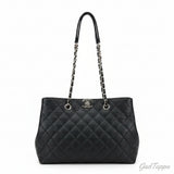 Chanel Matelassé Tote Bag, Caviar Leather, Black, Gold Hardware, Chain Tote Bag - Pre-owned