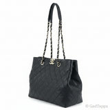 Chanel Matelassé Tote Bag, Caviar Leather, Black, Gold Hardware, Chain Tote Bag - Pre-owned