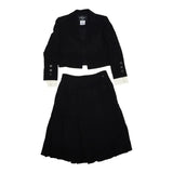Chanel, Black, Size 38/42, Women's Coco Button Jacket and Skirt Suit Set, Silk, 38/42, Black