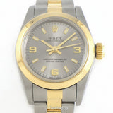 Vintge Rolex Oyster Perpetual 76183 Gold Steel Silver Dial Men’s Watch