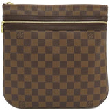 Louis Vuitton-axelväska Pochette Bosfore i Damier-canvas, Damier Ebene, guldfärgade detaljer, brun, N51111 MI2058