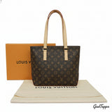 Louis Vuitton Piano Shopper, Monogram, Rindsleder, Naturleder, Braun, goldfarbene Hardware, M12095