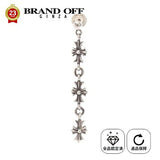 Chrome Hearts, Silver, 0.6cm x 4.5cm, Chrome Hearts Jewelry Tiny E CH Plus 3 Drop Earrings, Sterling Silver 925 / 14K Gold, 45mm x 6mm, Silver