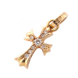 Chrome Hearts, Gold/Clear, 0.9cm x 1.5cm, Chrome Hearts Jewelry CH Cross Baby Fat Pendant Top, 22K Gold / Diamond, 9mm x 15mm, Gold/Clear