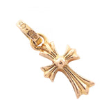 Chrome Hearts, Gold/Clear, 0.9cm x 1.5cm, Chrome Hearts Jewelry CH Cross Baby Fat Pendant Top, 22K Gold / Diamond, 9mm x 15mm, Gold/Clear
