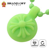 Chrome Hearts, Green, 75cm, Chrome Hearts Jewelry Rubber CH Crossball Necklace, Metal / Silicone Rubber, 13mm x 18mm, Green