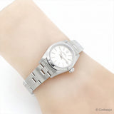Vintage Rolex Oyster Perpetual 76080 Silver Dial Stainless Steel Ladies Watch