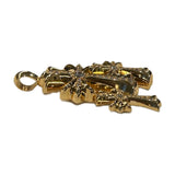 Chrome Hearts, Gold, 6.2cm x 3.8cm, Chrome Hearts Jewelry Triple CH Cross Pave Diamond, 22K Gold, 6.2cm x 3.8cm, Gold