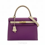 Hermes Kelly 28, Personal Order, C Stamp, Anemone/Argile/Gold Hardware, Togo Leather, Women's Shoulder Bag - Pre-owned