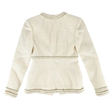 Chanel, Ivory/Gold, Size 36, Women's Coco Button Collarless Jacket, Wool, 36, Ivory/Gold