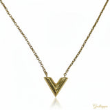 LOUIS VUITTON Louis Vuitton M61083 Essential V Necklace Gold Accessory Women's 26003861 SA Pre-owned