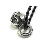 Chrome Hearts, Silver x Red, 17.5cm, Chrome Hearts Jewelry KZ Bracelet Red Heart Stack Charm, 925 Sterling Silver / Silk Cord, 17.5cm, Silver x Red