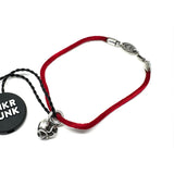 Chrome Hearts, Silver x Red, 17.5cm, Chrome Hearts Jewelry KZ Bracelet Red Heart Stack Charm, 925 Sterling Silver / Silk Cord, 17.5cm, Silver x Red