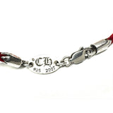 Chrome Hearts, Silver x Red, 17.5cm, Chrome Hearts Jewelry KZ Bracelet Red Heart Stack Charm, 925 Sterling Silver / Silk Cord, 17.5cm, Silver x Red