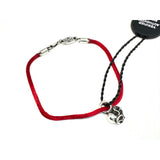 Chrome Hearts, Silver x Red, 17.5cm, Chrome Hearts Jewelry KZ Bracelet Red Heart Stack Charm, 925 Sterling Silver / Silk Cord, 17.5cm, Silver x Red