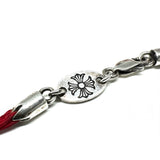 Chrome Hearts, Silver x Red, 17.5cm, Chrome Hearts Jewelry KZ Bracelet Red Heart Stack Charm, 925 Sterling Silver / Silk Cord, 17.5cm, Silver x Red