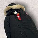 Canada Goose Jasper 3438JM, Black, Size L, Down Jacket with Fur Trim, Polyester Wool, Size L, Black