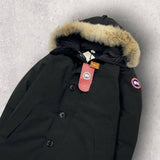 Canada Goose Jasper 3438JM, Black, Size L, Down Jacket with Fur Trim, Polyester Wool, Size L, Black