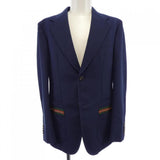 Gucci, Navy, Size 44, Cotton Formal Jacket with Web Stripe Detail, Cotton, 44, Navy