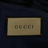 Gucci, Navy, Size 44, Cotton Formal Jacket with Web Stripe Detail, Cotton, 44, Navy