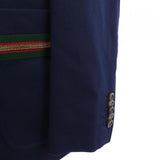 Gucci, Navy, Size 44, Cotton Formal Jacket with Web Stripe Detail, Cotton, 44, Navy