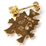 Chrome Hearts, Gold, 13mm x 18mm, Chrome Hearts Jewelry Triple CH Cross Earrings with After-Pave Diamonds, 22K Gold / Diamonds, 13mm x 18mm, Gold