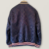 Gucci GG Pattern, Navy, Size 46, Reversible Bomber Jacket, Nylon Cotton, Size 46, Navy