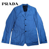 Prada, Light Blue, Size 44R, 3B Tailored Jacket, Cotton, 44R, Light Blue
