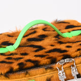 Chrome Hearts, Brown x Green, 24cm x 7cm x 16.5cm, Chrome Hearts Jewelry Case Cheetah Print Dagger Design, Leather / Calf Hair / Sterling Silver 925, 24cm x 7cm x 16.5cm, Brown x Green