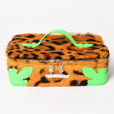 Chrome Hearts, Brown x Green, 24cm x 7cm x 16.5cm, Chrome Hearts Jewelry Case Cheetah Print Dagger Design, Leather / Calf Hair / Sterling Silver 925, 24cm x 7cm x 16.5cm, Brown x Green
