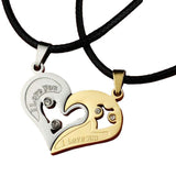 CHROME CRANE, Silver & Gold, 2.2cm x 3cm, Heart Design Pair Necklace Jewelry WB092, Alloy, 2.2cm x 3cm, Silver & Gold