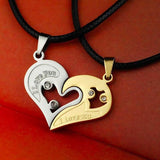 CHROME CRANE, Silver & Gold, 2.2cm x 3cm, Heart Design Pair Necklace Jewelry WB092, Alloy, 2.2cm x 3cm, Silver & Gold