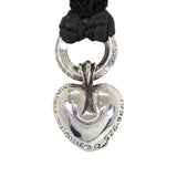 Chrome Hearts, 94cm, Chrome Hearts Jewelry Heart Leather Braid Necklace Pendant, Sterling Silver 925 / Leather, 15.4mm x 19.7mm