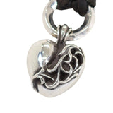 Chrome Hearts, 94cm, Chrome Hearts Jewelry Heart Leather Braid Necklace Pendant, Sterling Silver 925 / Leather, 15.4mm x 19.7mm