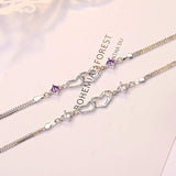 CHROME CRANE, Purple, Women's Chain Heart Stone Jewelry Bracelet WB110, 02. Purple