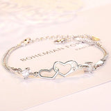 CHROME CRANE, Purple, Women's Chain Heart Stone Jewelry Bracelet WB110, 02. Purple