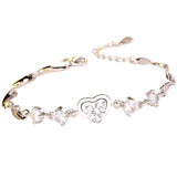 CHROME CRANE, White, Women's Chain Heart Stone Jewelry Bracelet WB111, 01. White