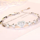 CHROME CRANE, White, Women's Chain Heart Stone Jewelry Bracelet WB111, 01. White
