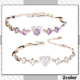 CHROME CRANE, White, Women's Chain Heart Stone Jewelry Bracelet WB111, 01. White