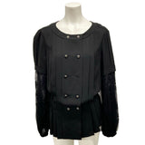 Chanel, Black, Size 34 (S), Women's Lace/Pleated Jacket, Silk, 34, Black